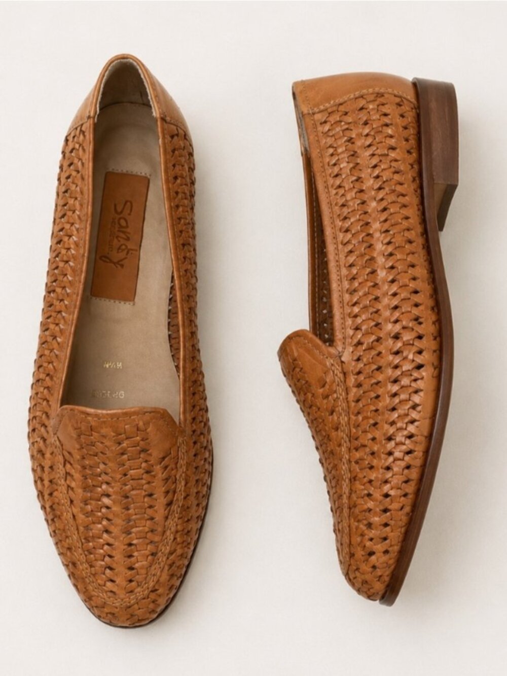 Sandy Made In Brazil Woven Leather Loafers Tan Slip On Flats 8.5